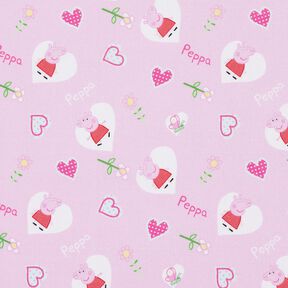 Baumwollpopeline Peppa Herzen Lizenzstoff | ABC Ltd – pastellviolett, 