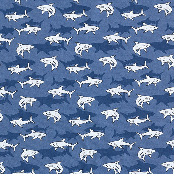 Baumwolljersey Haie – jeansblau, image number 1