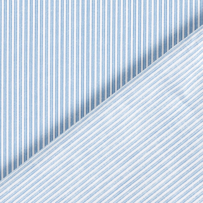 Hemdenstoff Stretch schmale Streifen – weiss/hellblau, image number 5