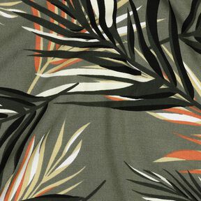 Viskosestoff Stretch Palmenwedel – hellkhaki/terracotta, 