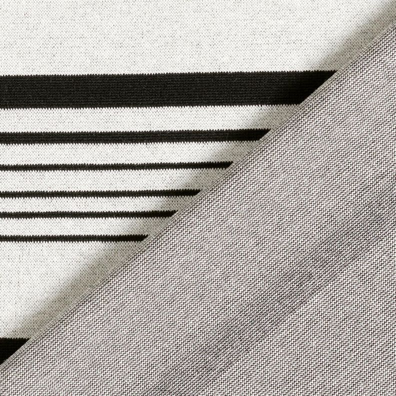 Strickjacquard unregelmaessige Streifen – wollweiss/schwarz, image number 5