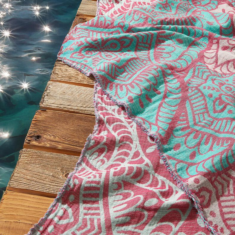 Beachwear Hamamtuch Jacquard-Ornamente – pfefferminz/purpur, image number 5