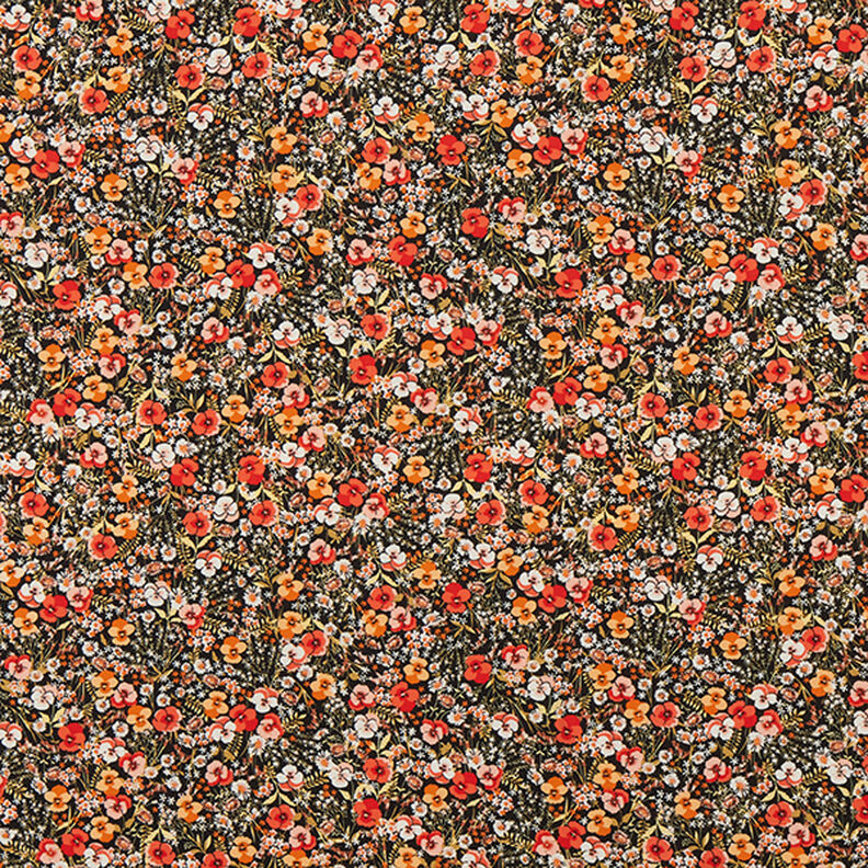 Crêpe Chiffon Blumenmeer – schwarz, image number 1