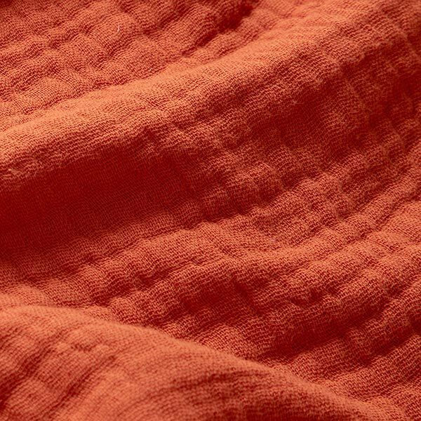 GOTS Dreilagiger Baumwoll-Musselin – terracotta | Reststück 50cm