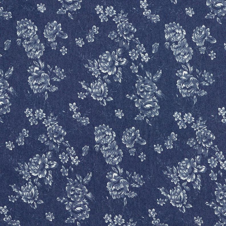 Chambray kleine Rosen – marineblau/wollweiss,  image number 1