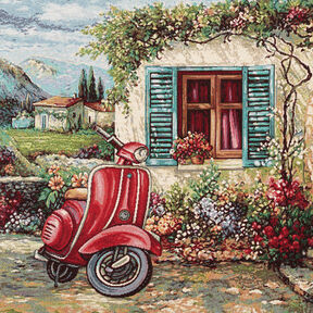 Dekopanel Gobelin Vespa – karminrot/hellbeige, 