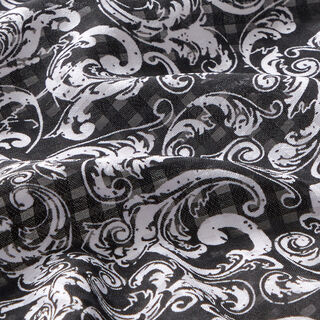 Georgette Ausbrennerkaro Jugendstilmuster – schwarz, 