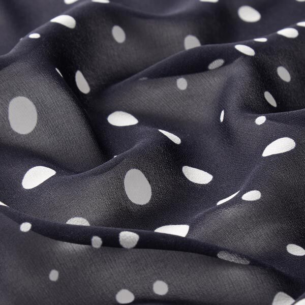 Seiden-Chiffon ungleiche Punkte – navy/weiss, image number 3