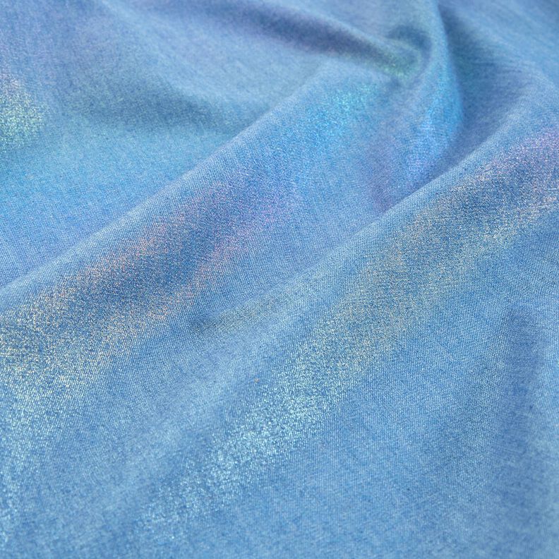 Chambray Regenbogenschimmer Foliendruck | Poppy Fabrics – jeansblau/farbmix,  image number 2