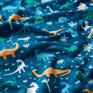 Baumwolljersey Dinowelt | PETIT CITRON – petrol, 
