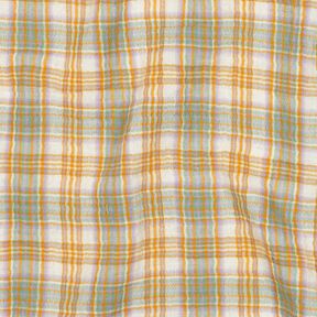 Musselin/ Doppel-Krinkel Gewebe Karo | Poppy Fabrics – currygelb/salbei, 
