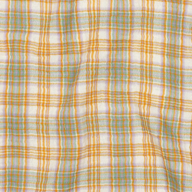 Musselin/ Doppel-Krinkel Gewebe Karo | Poppy Fabrics – currygelb/salbei,  image number 2