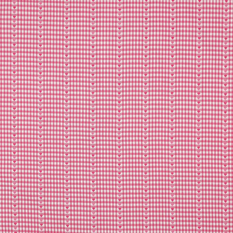 Baumwollstoff Jacquard Karo und Herzchen – pink/weiss,  image number 1
