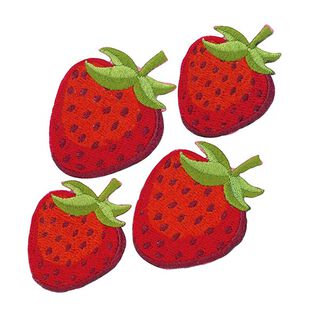 Applikation Erdbeeren [ 4 Stück ] | Kleiber – rot/grün, 