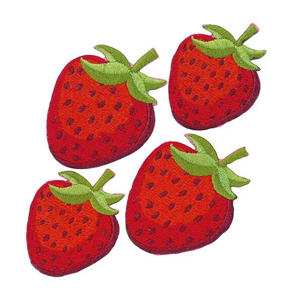 Applikation Erdbeeren [ 4 Stück ] | Kleiber – rot/grün,  image number 1