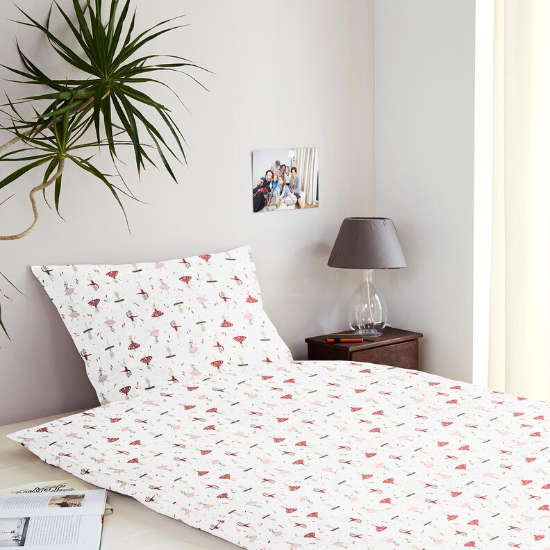 Baumwollstoff Cretonne tanzende Tiere – weiss/rot,  image number 7