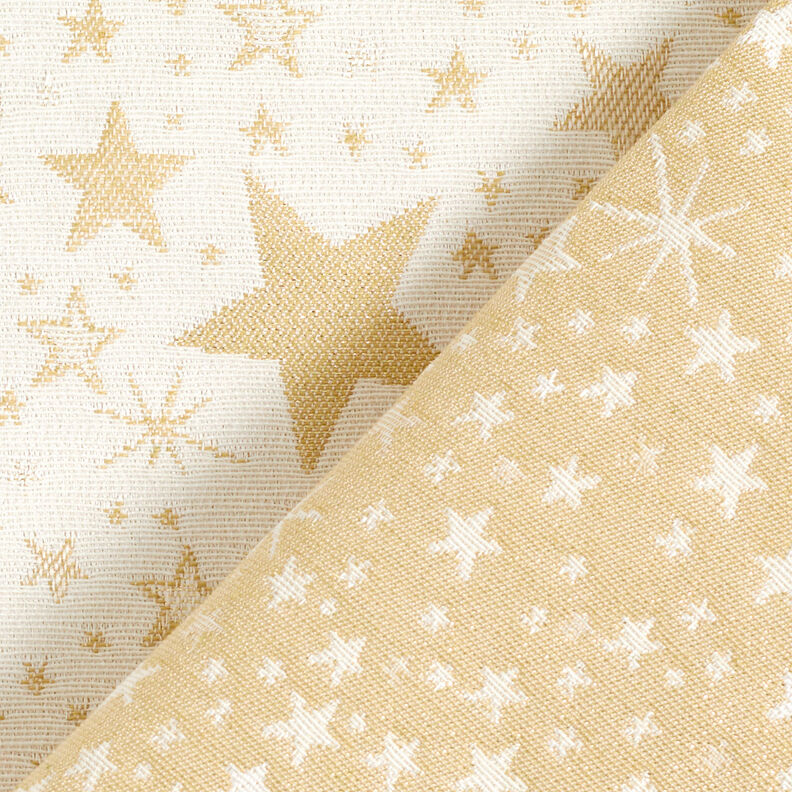 Dekostoff Jacquard Lurex Sternenmeer – hellbeige/gold, image number 4