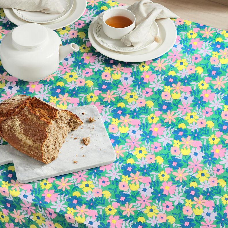 Beschichtete Baumwolle Pastellblumen | Poppy Fabrics – grasgrün/rosa,  image number 8