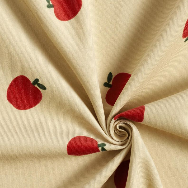 Babycord &Auml;pfel &ndash; wollweiss/rot,  image number 3