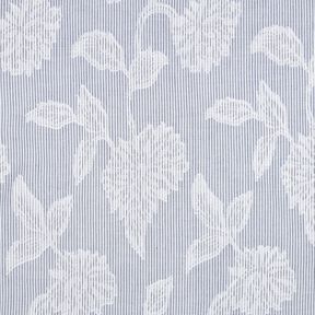 Baumwoll Jacquard Streifen & Blumen buntgewebt &ndash; weiss/blau, 