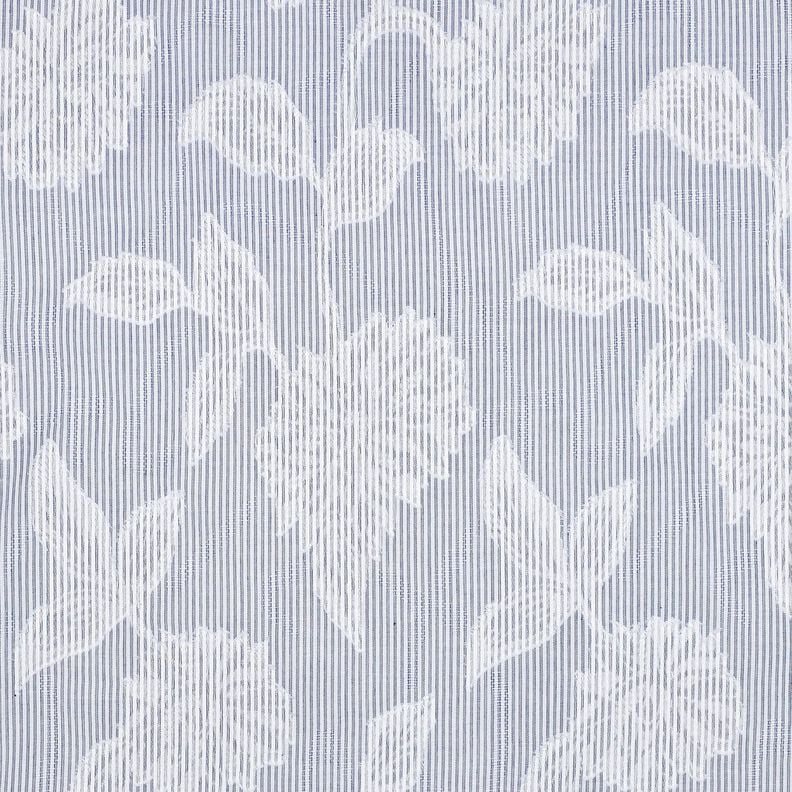Baumwoll Jacquard Streifen & Blumen buntgewebt &ndash; weiss/blau,  image number 1