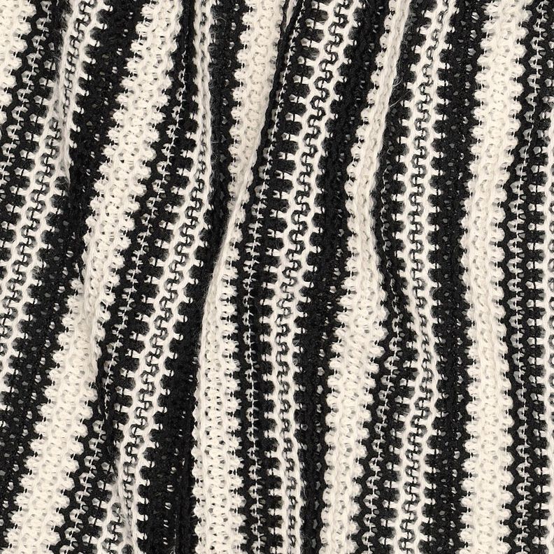 Strickstoff Streifen | Poppy Fabrics – schwarz/wollweiss,  image number 2