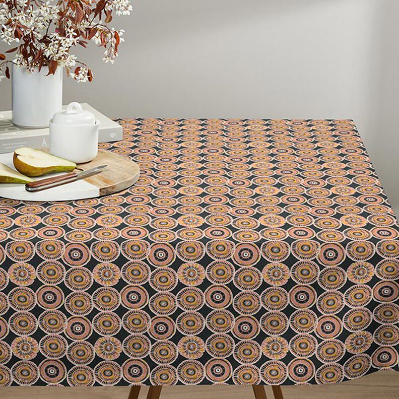 Baumwollstoff Cretonne Ethno Kreise – anthrazit | Reststück 50cm,  image number 5