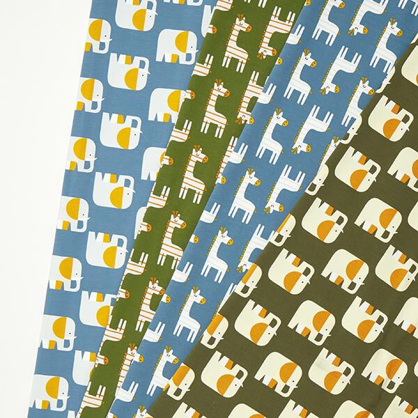 Bio-Baumwolljersey Giraffen – jeansblau – Muster, image number 5