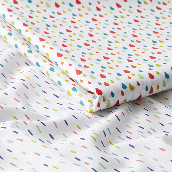 Baumwollpopeline bunte Striche – weiss