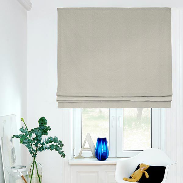 Dekostoff Halbpanama Chambray recycelt – silbergrau/natur | Reststück 50cm