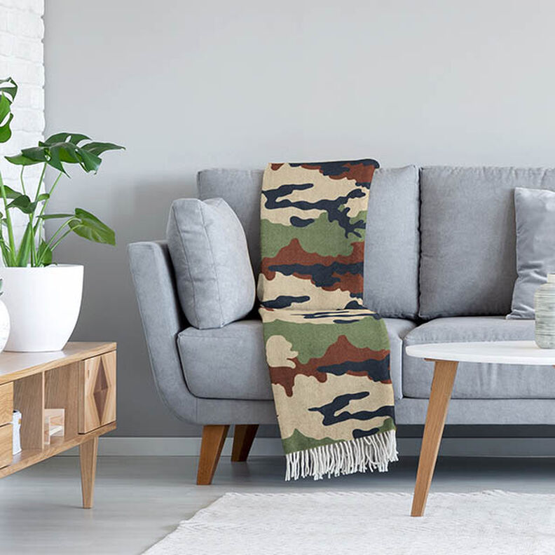 Kuschelfleece Camouflage – helltaupe/dunkelgrün,  image number 6