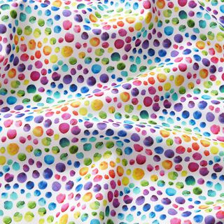 Baumwollpopeline Regenbogen-Punkte Digitaldruck – weiss/farbmix, 