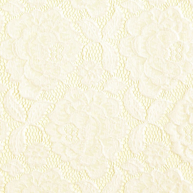 Elastische Spitze Blüten und Blätter – wollweiss, image number 1