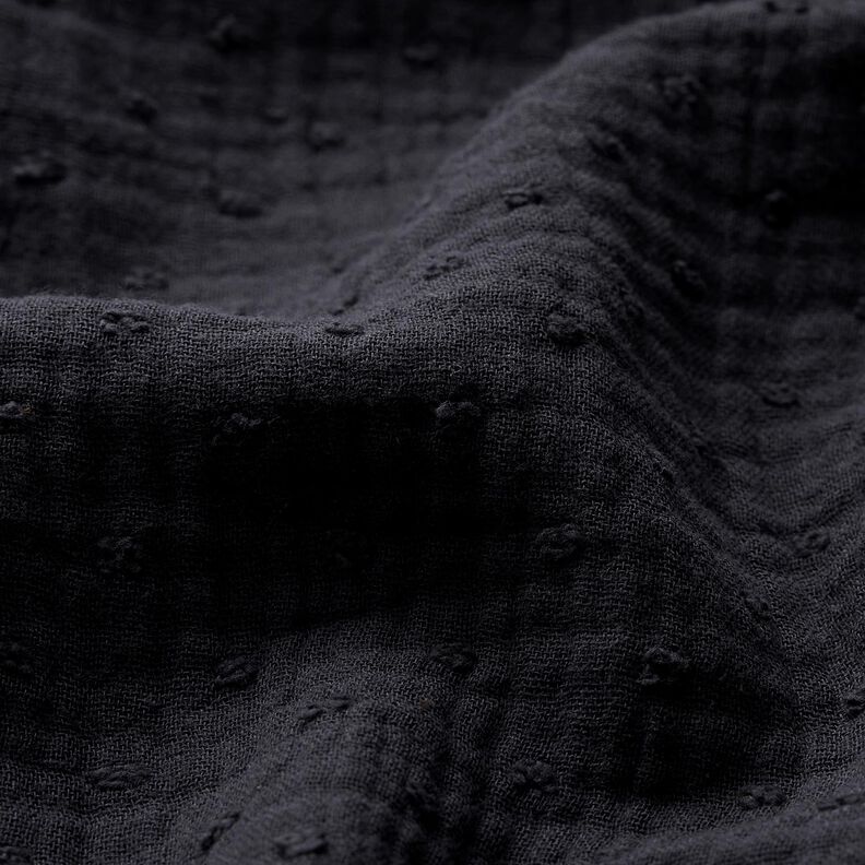 Musselin/ Doppel-Krinkel Gewebe Dobby – schwarz,  image number 2