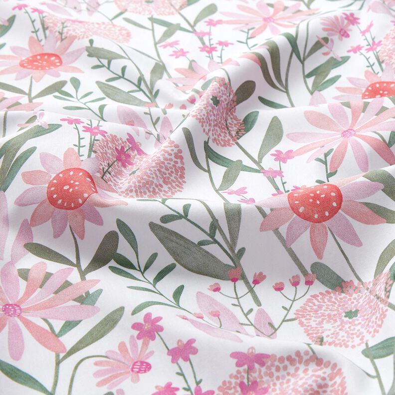Baumwollpopeline große Wiesenblumen Digitaldruck | Poppy Fabrics – weiss,  image number 2