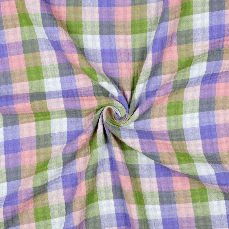 Musselin/ Doppel-Krinkel Gewebe Karo Doubleface | Poppy Fabrics – rosa/lavendel, image number 3