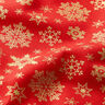 Baumwollstoff Popeline Schneekristalle – rot/gold,  thumbnail number 2