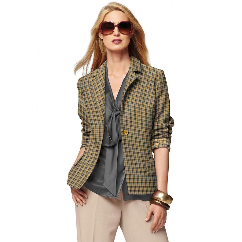 Viskose-Mix Karos mit Lurex – dunkelbeige/currygelb,  image number 5