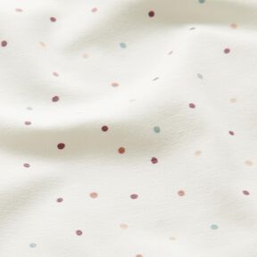 Baumwolljersey bunte Punkte – wollweiss, 