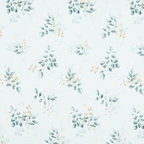 Baumwolljersey Eucalyptus | Glitzerpüppi – weiss/taubenblau, 