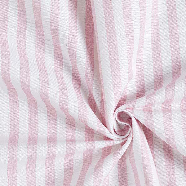 Dekostoff Halbpanama Längsstreifen – rosé/weiss | Reststück 50cm,  image number 3