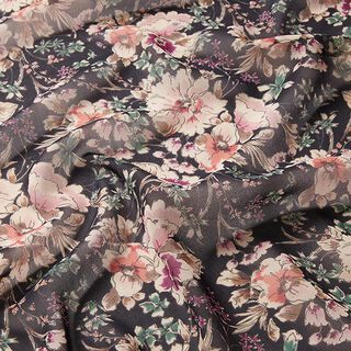 Chiffon gezeichnete Blumen – schwarz, 
