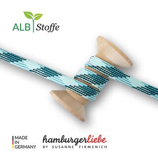 GOTS Bio Flechtkordel TWIST ME Plaid [12 mm] | Albstoffe – türkisblau/dunkelgrün, 