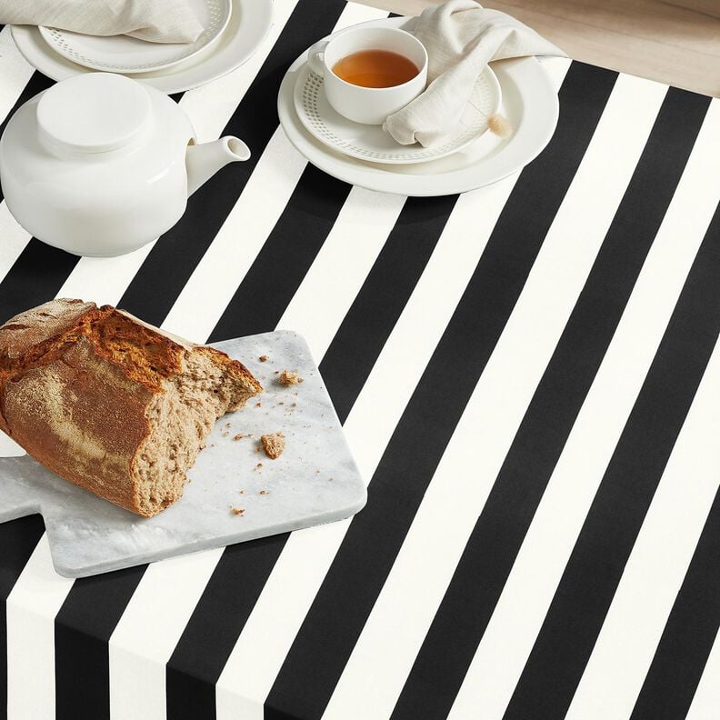 Dekostoff Canvas fröhliche Streifen – schwarz/weiss,  image number 7