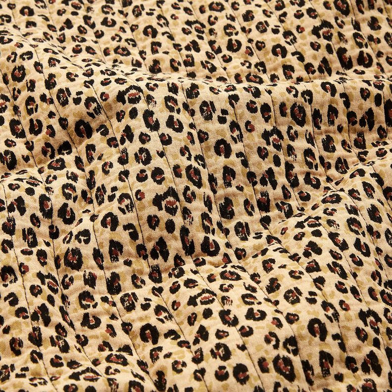 Musselin Steppstoff Leo Print – beige/schwarz, image number 3
