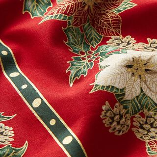 Baumwollstoff Popeline Weihnachstgirlande – rot, 