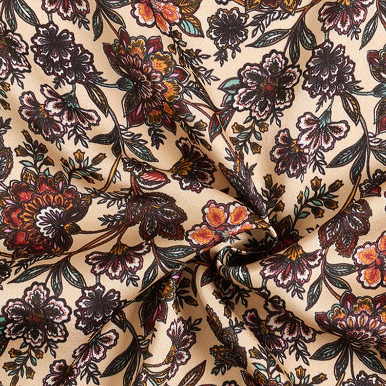 Viskose Satin Paisley Blumen – cashew, image number 3