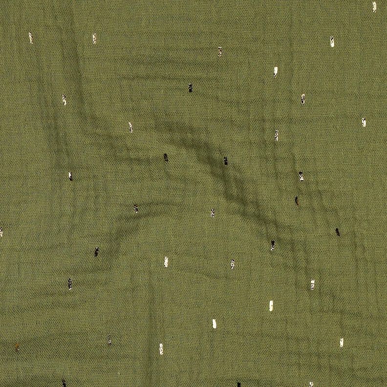 Musselin/ Doppel-Krinkel Gewebe Rechteck Foliendruck | Poppy Fabrics – pinie/gold metallic,  image number 2