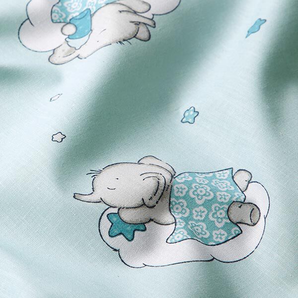 Baumwollstoff Cretonne Schlummer-Elefant – grau/blau, image number 2
