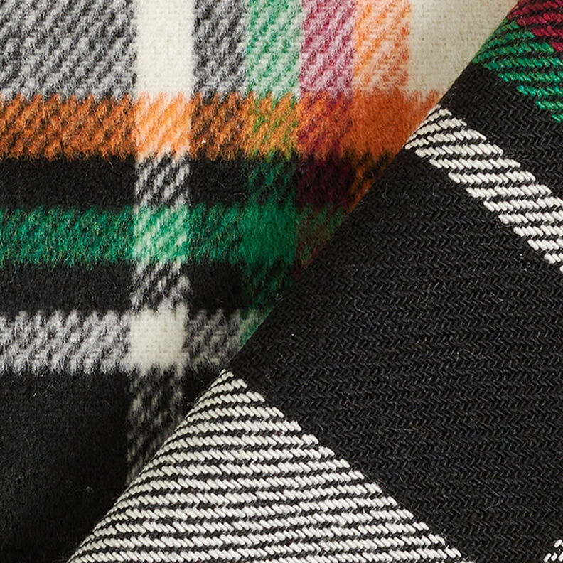 Mantelstoff bunte Karos – schwarz/weiss,  image number 4